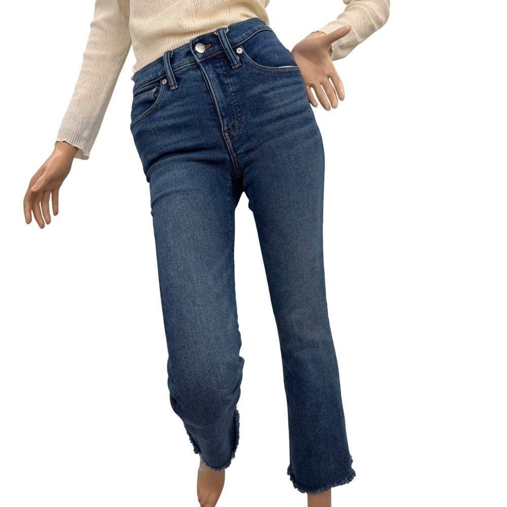Madewell Cali Demi-Boot Jeans High Rise Raw Hem Blue‎ Wash 24